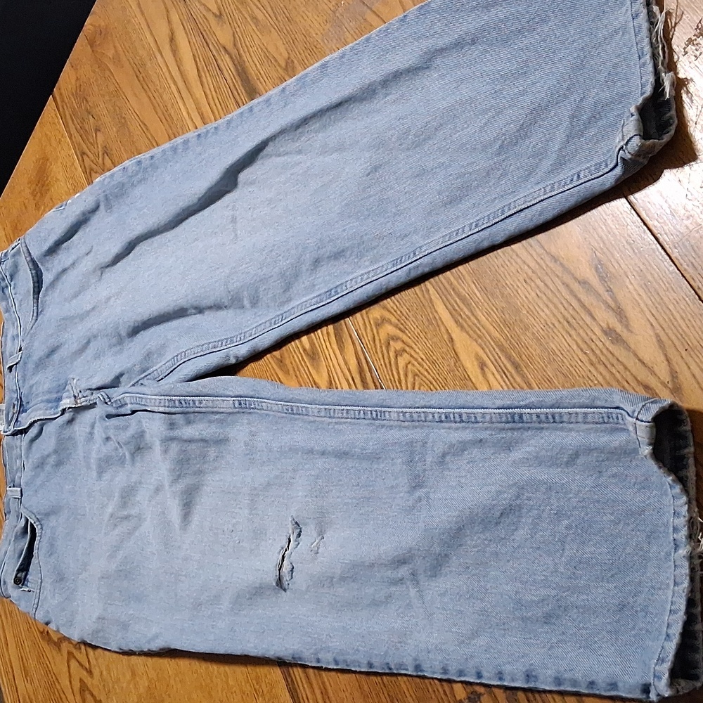 LL BEAN Jeans Mens 36 x 29 BLUE STRAIGHT LEGS Preowned  NATURAL FIT Distressed